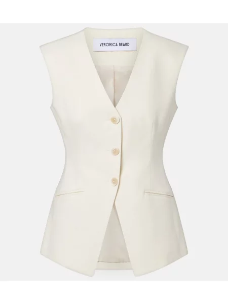 Vestă Veronica Beard din țesătură twill alb