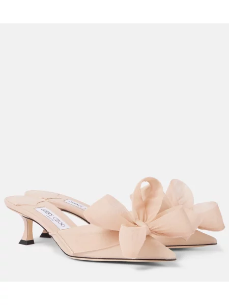 Mules Jimmy Choo z lokom z mrežo roza