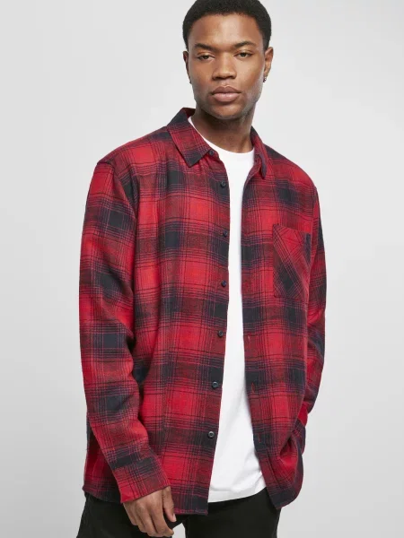 Kostkované kostkovaná košile Urban Classics ve grunge stylu černé