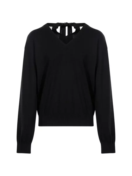 Pulover Lanvin cu funde cu decolteu în V negru