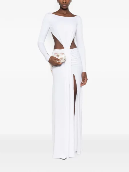 Rochie maxi Elisabetta Franchi cu volane alb