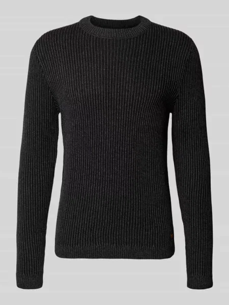 Sweter z dzianiny z prążkowanymi wykończeniami model ‘DOVER’ Jack & Jones czarny