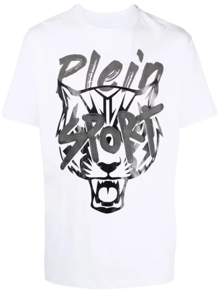 Tricou Plein Sport cu imagine cu dungi de tigru alb