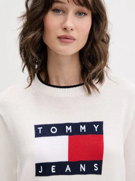 Tommy Jeans пуловер дамски от бежово