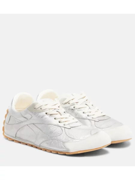 Sneakerși Bottega Veneta din piele argintiu