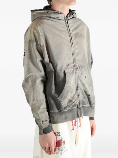 Majica s kapuljačom Saint Mxxxxxx s izlizanim efektom siva