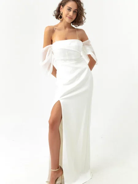 Sukienka wieczorowa Lafaba z organzy biała