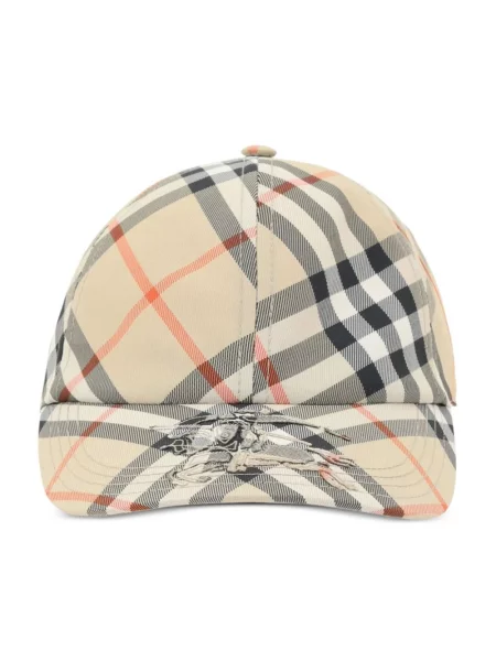 Czapka z daszkiem Burberry w kratę beżowa