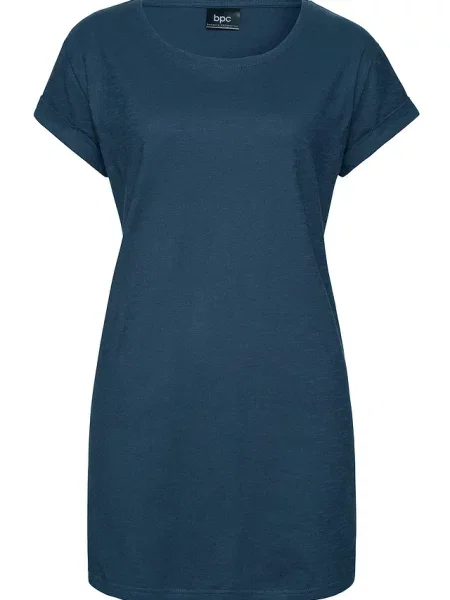 Długi T-shirt z czystej bawełny niebieska