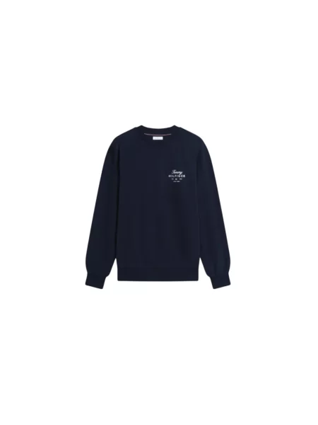 Bluza Tommy Hilfiger frotte niebieska