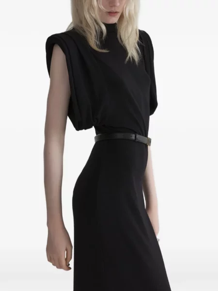 Rochie Mugler fără mâneci drapată negru