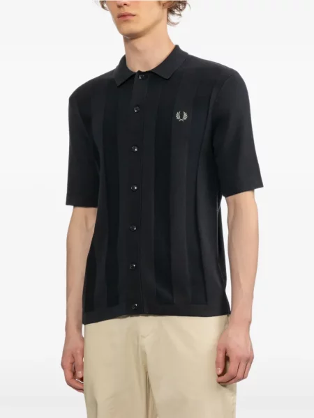 Къс риза с къс ръкав Fred Perry бродирана с къс ръкав синьо