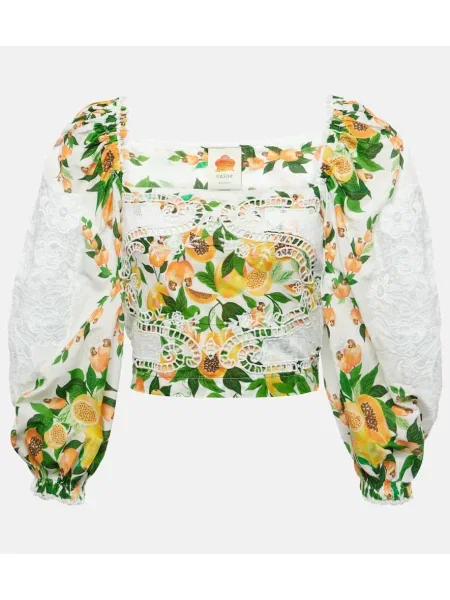 Top Farm Rio z nadrukiem koronkowy biały