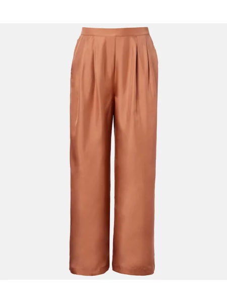 Pantaloni Asceno de mătase maro