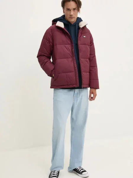 Kurtka jeansowa Tommy Jeans z długim rękawem czerwona