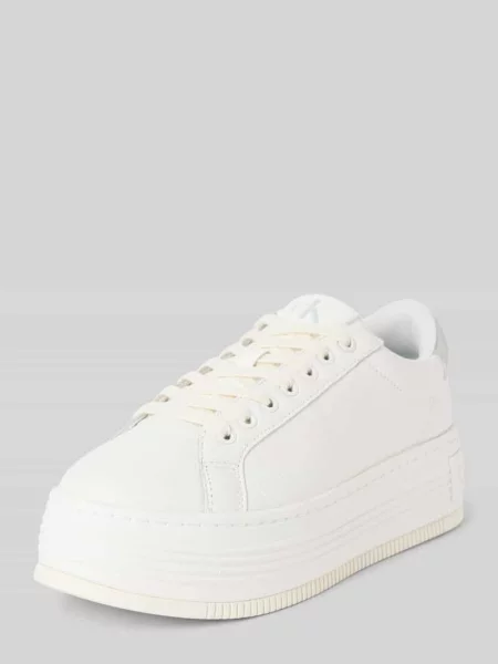 Calvin Klein Jeans sneakersy skórzane BOLD FLATF LOW MIX OHB biały szare