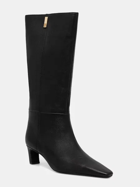 Tommy Hilfiger ghete de piele SQUARE TOE KITTEN LONG negru