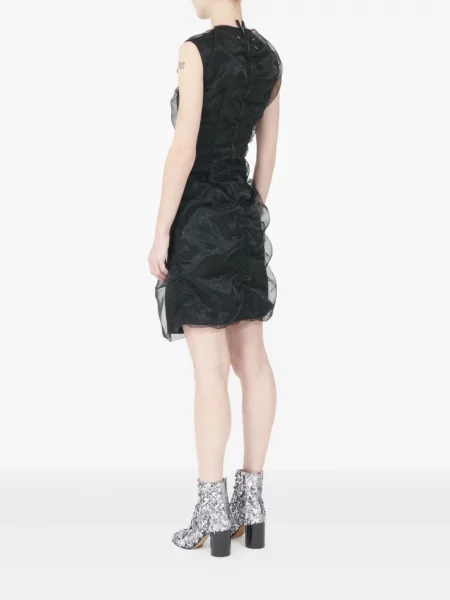Rochie mini Maison Margiela fără mâneci cu volane de costum negru