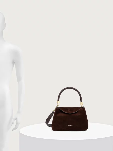 Coccinelle чанта crossbody дамска от велур кафяво