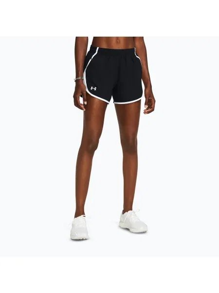 Dámske bežecké šortky Under Armour Fly By 3" black / white / reflective biela
