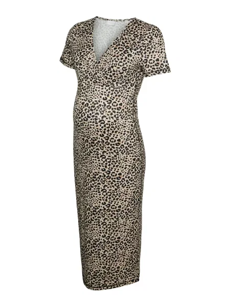 MAMALICIOUS Obleka MLLOREEL bež / svetlo siva črna