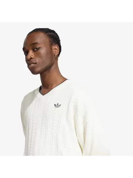 Пуловер adidas Cable Knit Crewneck Sweatshirt Cloud White L бяло