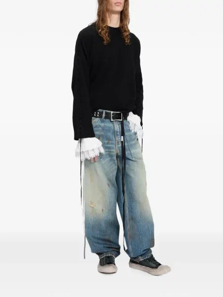 Pulover Ann Demeulemeester cu decolteu rotund negru