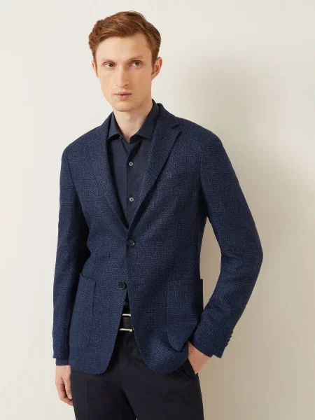 Zegna Sako Extra Slim Fit S Příměsí Lnu medium blue modré