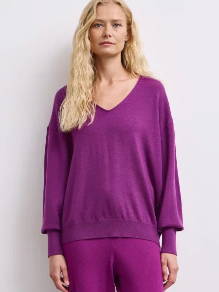 Medicine sweter z wełny merino fioletowy