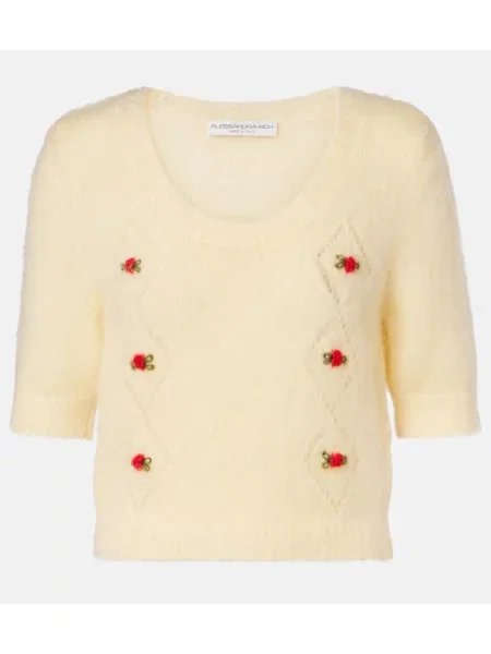 Moherowy sweter Alessandra Rich żółty