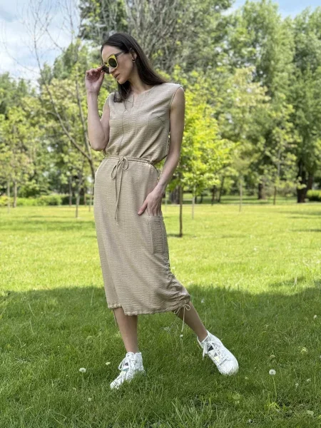 CAT ORANGE Спідниця міді Льон/віскоза бежевий