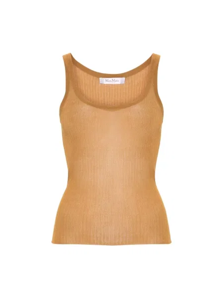 Top Max Mara skórzany na ramiączkach brązowy