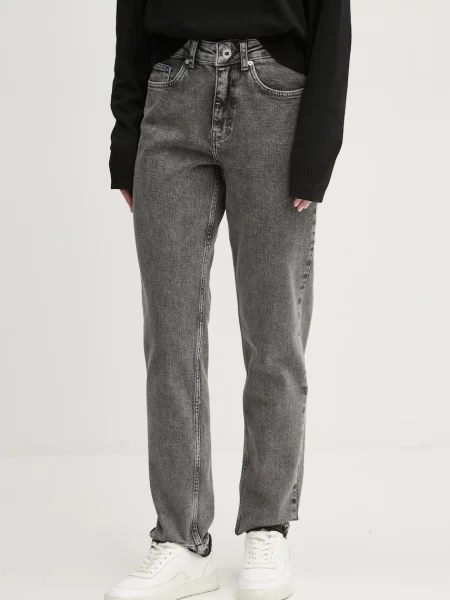 Дънки Karl Lagerfeld Jeans с висока талия сиво