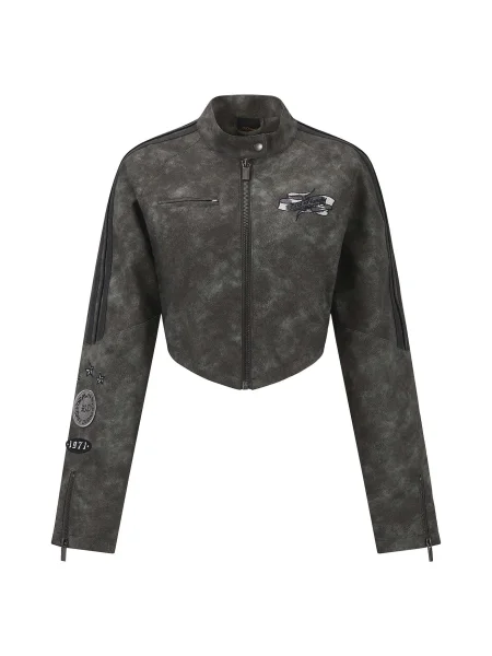 Ed Hardy Geacă de primăvară-toamnă Eagle gri grafit / gri închis / negru alb