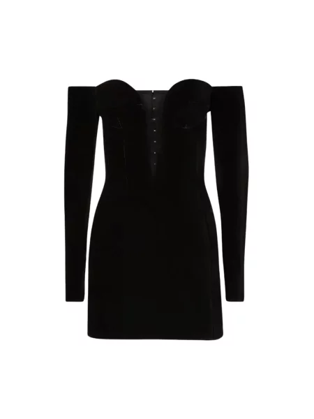 Sukienka mini Nina Ricci z dekoltem w serek tiulowa z gorsetem czarna