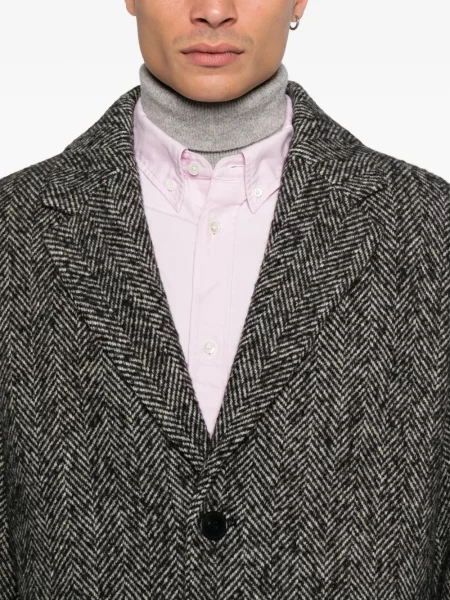 Palton Amaranto cu model herringbone negru