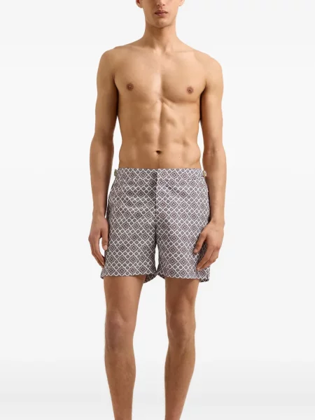 Slip de baie Orlebar Brown cu imagine cu imprimeu geometric alb