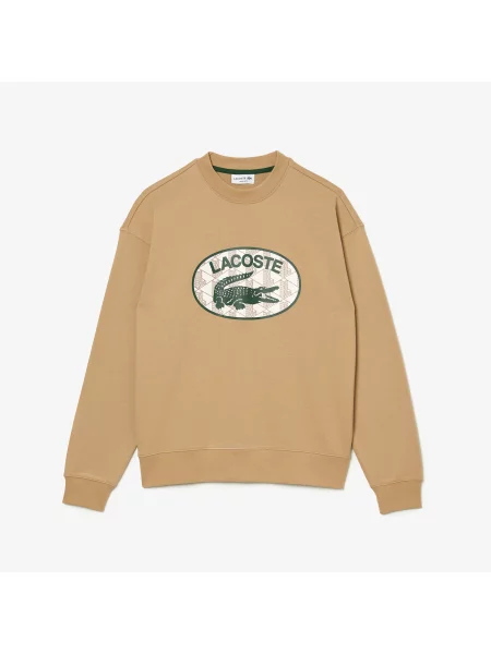 Lacoste Bluza O Luźnym Kroju Z Nadrukiem Monogramu Marki Lacoste beżowa