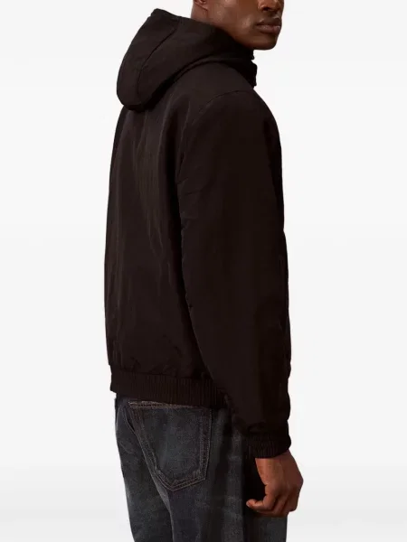 Τζιν μπουφάν Calvin Klein Jeans με κέντημα με κουκούλα μαύρο