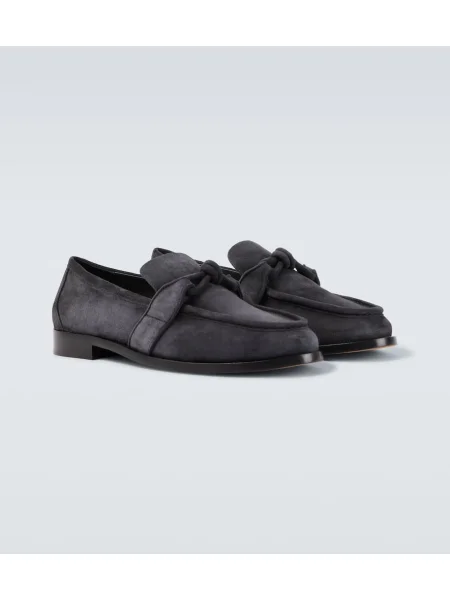Pantofi loafer Bottega Veneta din piele de căprioară albastru