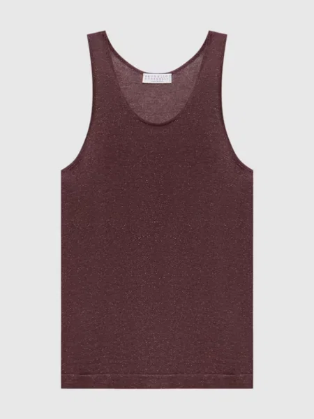 Майка з кашеміром та шовком з люрексом Brunello Cucinelli бордова