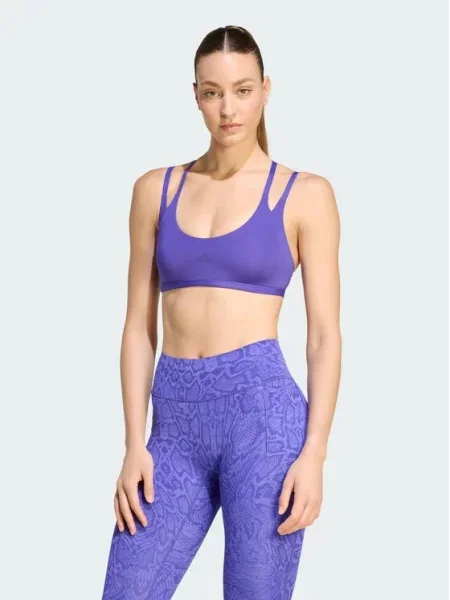 Adidas Špotni nedrček Optime Workout Strappy Light Support Bra Vijolična modra