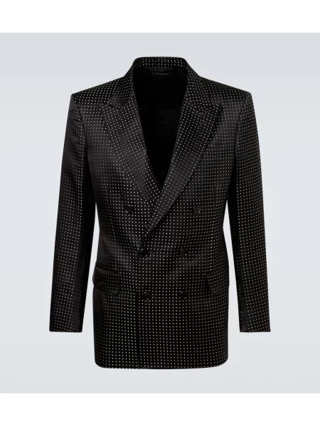 Costum Tom Ford de mătase cu buline de costum negru