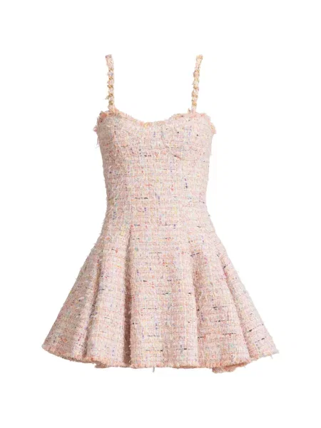 Rochie Balmain din tweed evazată roz