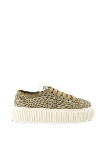 Sneakerși Miu Miu cu platformă plasă maro