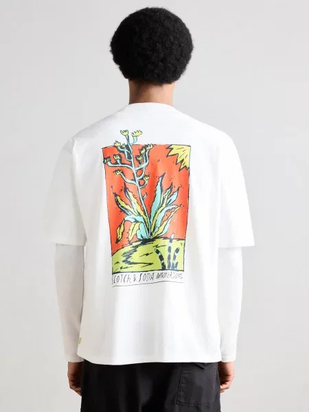 SCOTCH & SODA Póló világoskék / sárga / sötét narancssárga fehér