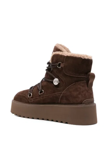 Botine Pinko din piele de căprioară cu platformă maro