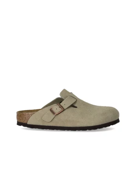 Birkenstock klapki zamszowe Boston beżowe