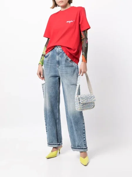 Marškinėliai Msgm apvaliu kaklu raudona