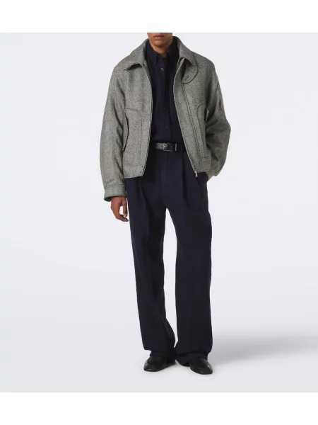 Pantaloni Dries Van Noten de lână albastru